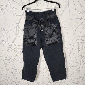 Urban Outfitters Black Satin Pocket 100% Cotton Y2K Paperbag Pants